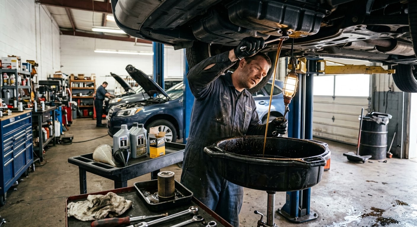 car getting an oil change