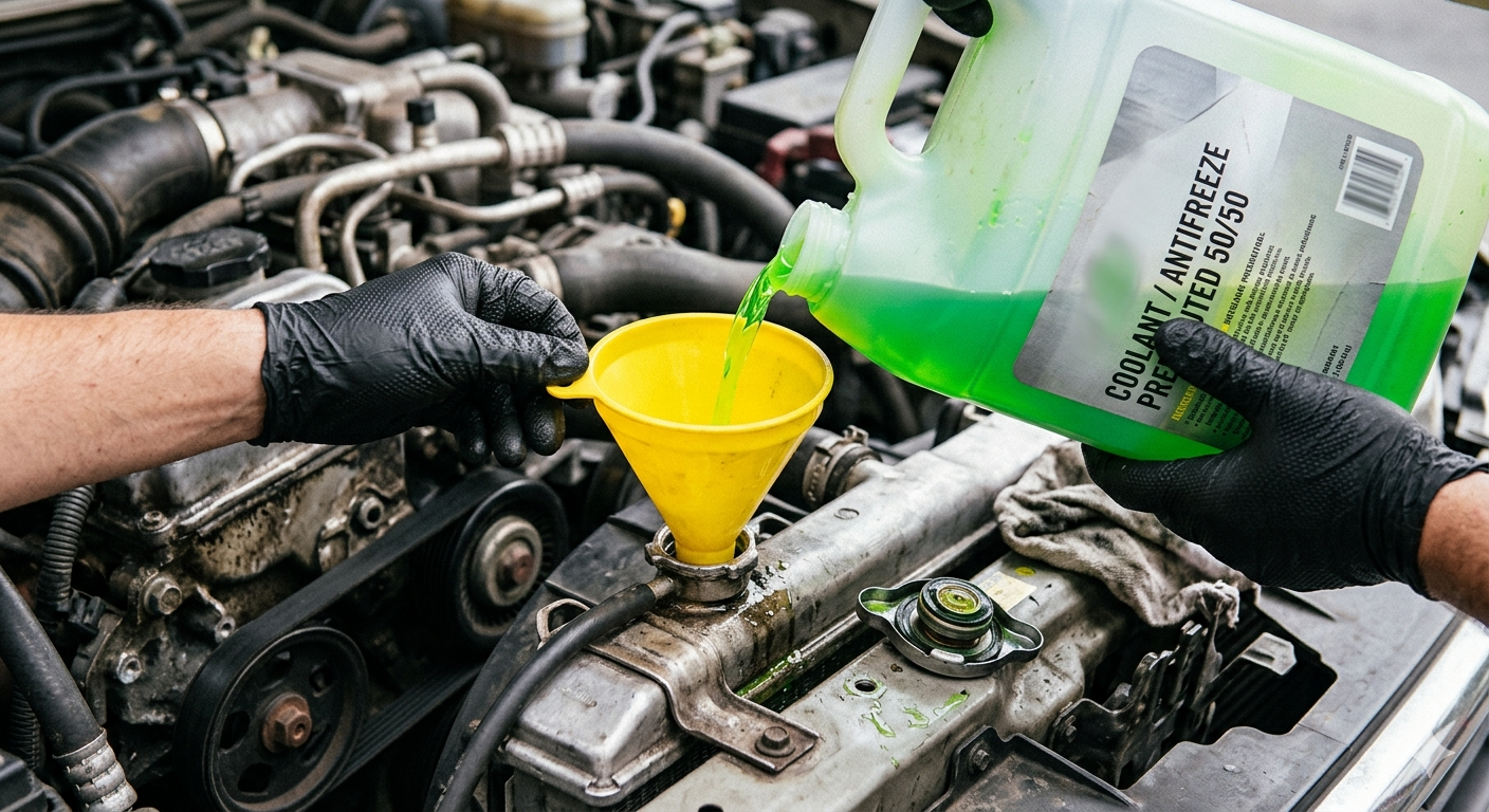 Radiator flush and coolant service